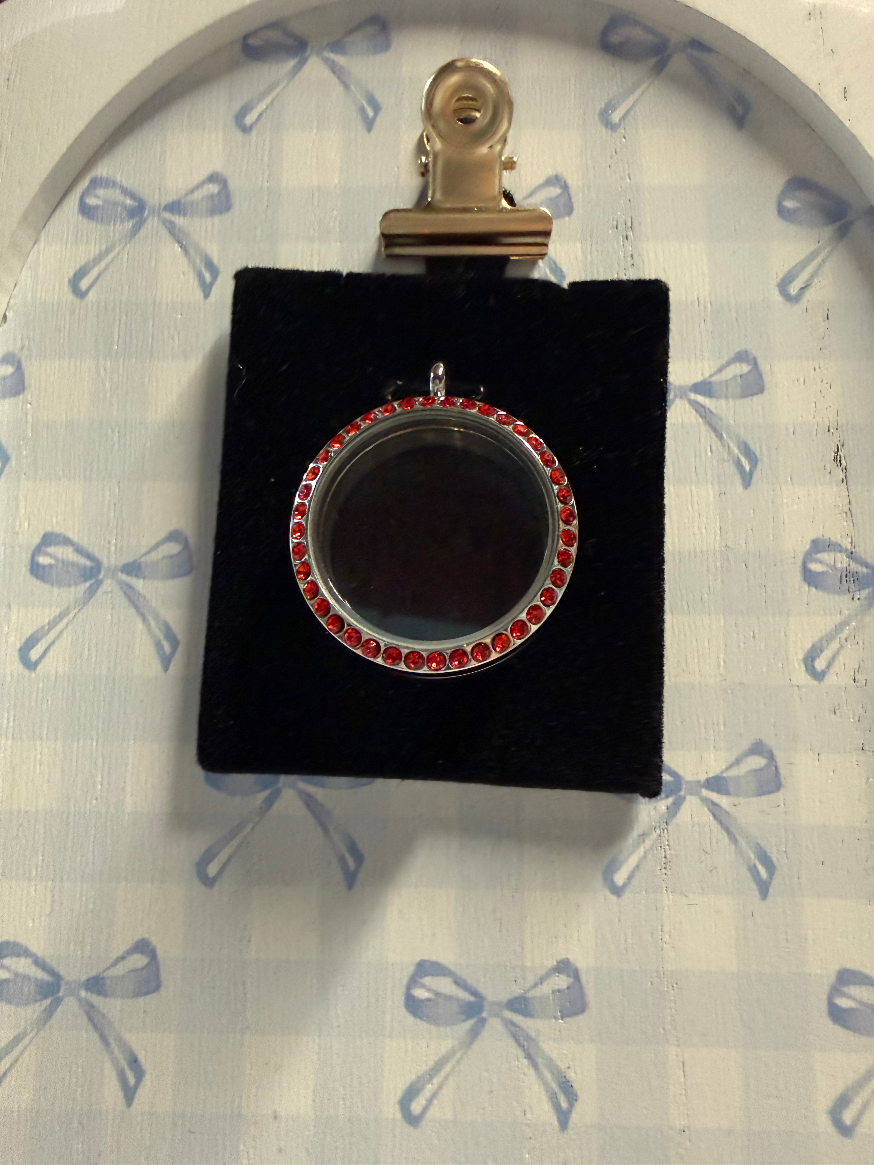 L-606: Red Rhinestone Locket
